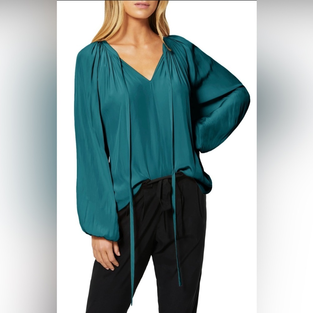 SOLD OUT Ramy Brook Paris Poet Blouse Jewel Blue NWOT XS